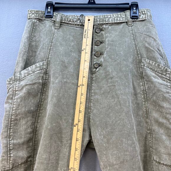 Free People Pants Women's Size 2 Tan Baggy Cargo Button Fly Slouchy Paper Bag - Picture 13 of 16